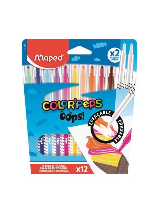 Filctoll készlet 12 db-os, 3,6 mm, törölhető, Maped Color Peps Oops, 10+2