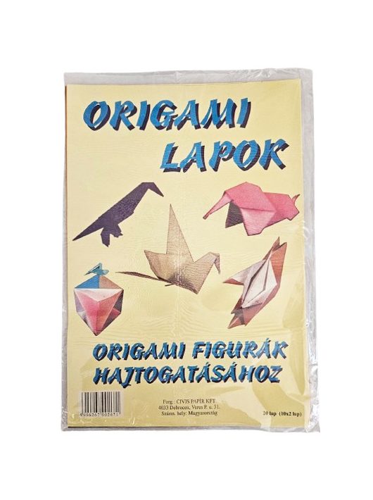 Színes papírok, origami hajtogató lapok A/4, 70g, 20 lap/cs