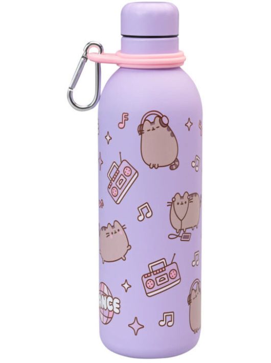 Pusheen cicás kulacs, fém, 500ml, Moments, lila