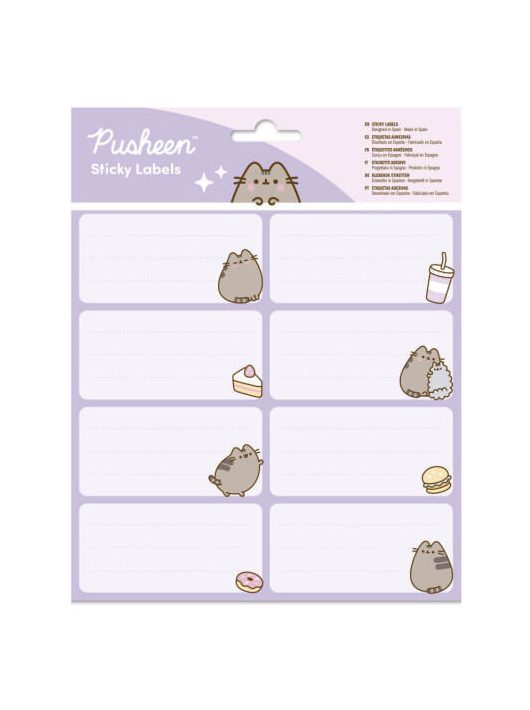 Pusheen cicás füzetcímke 16 db-os, Moments, lila