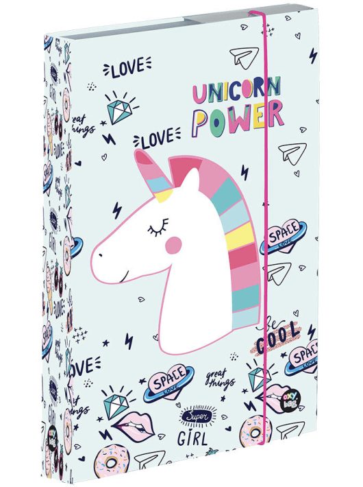 Unikornis füzetbox A/5, jumbo, Unicorn Power, világoskék