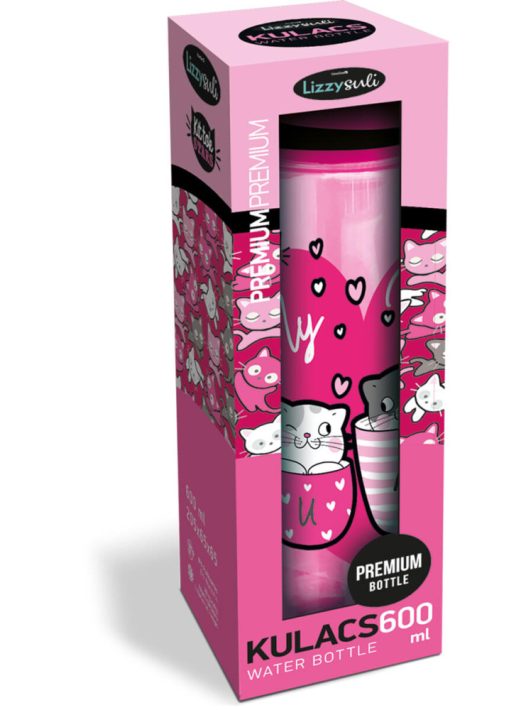 Kit Tok, Heart Kitty kulacs, 600 ml, prémium, cicás