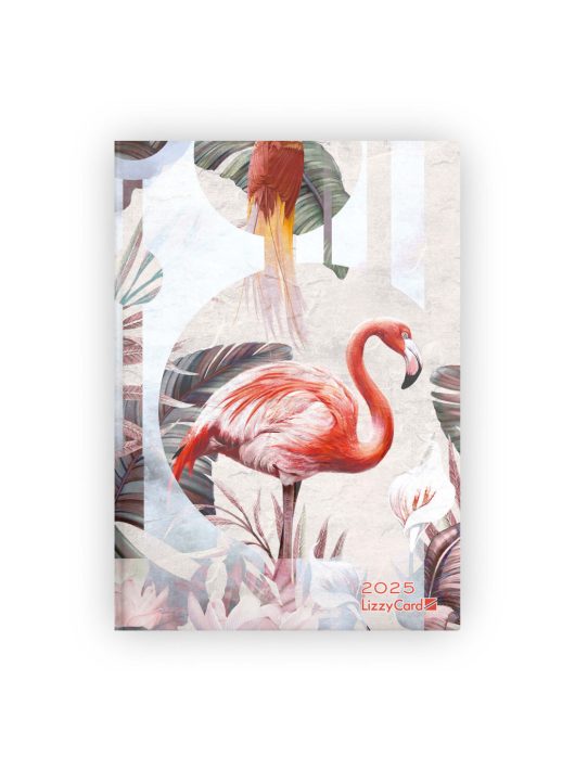 Lizzy Calendar határidőnapló, B6, heti, keményfedeles, 2025, Abstract Flamingo