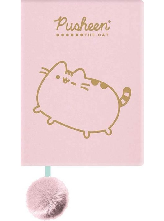 Pusheen cicás napló plüss borítóval, A/5, 96 lapos, vonalas, rózsaszín